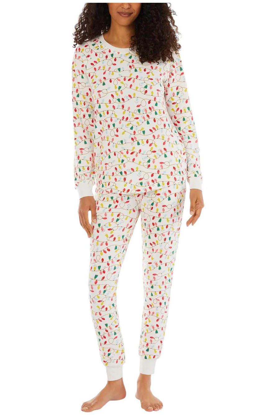 Pajamarama Women's Christmas Lights Long PJ Set Holiday Lights LG - Regular